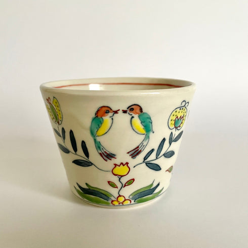 鳥と唐草模様カップ(小)