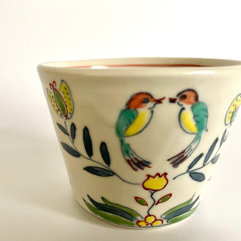 鳥と唐草模様カップ(小)