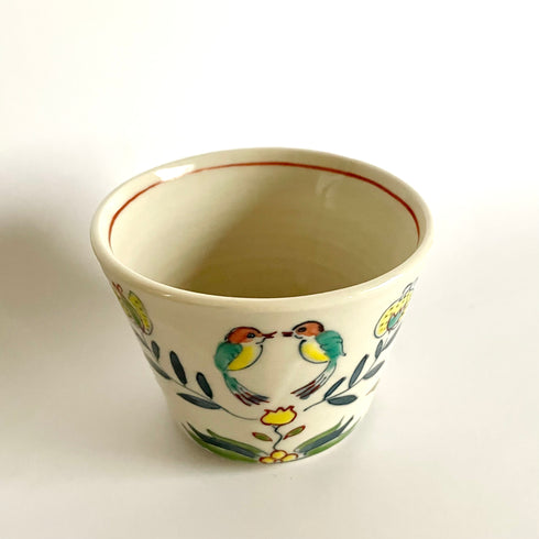 鳥と唐草模様カップ(小)