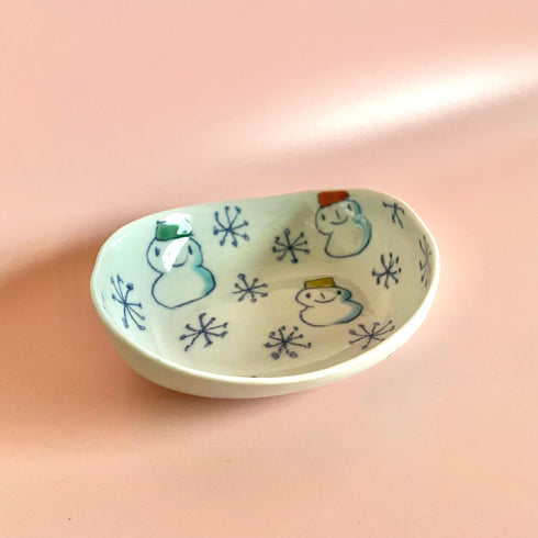 楕円小鉢雪だるま