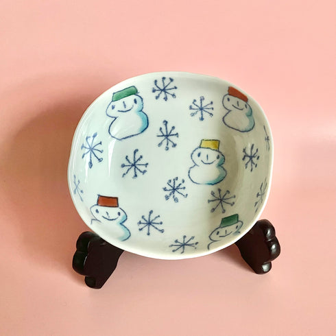 楕円小鉢雪だるま