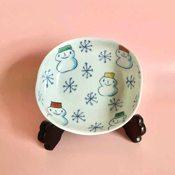 楕円小鉢雪だるま