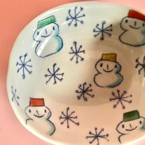楕円小鉢雪だるま