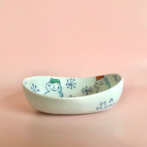 楕円小鉢雪だるま