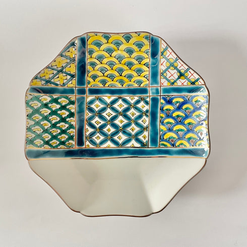 Blue&Green Pattern Plate with Gold Decoration