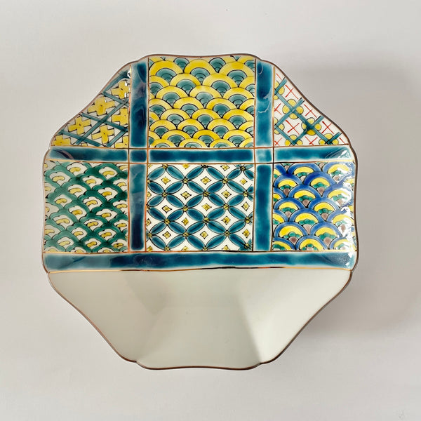Blue&Green Pattern Plate with Gold Decoration