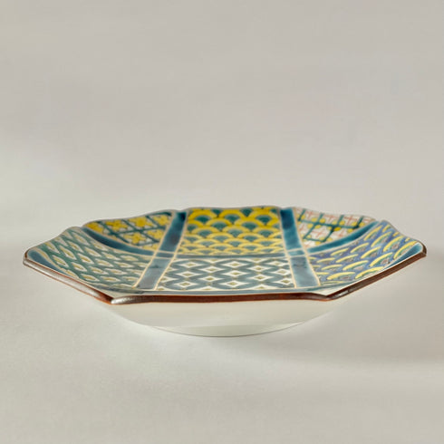 Blue&Green Pattern Plate with Gold Decoration