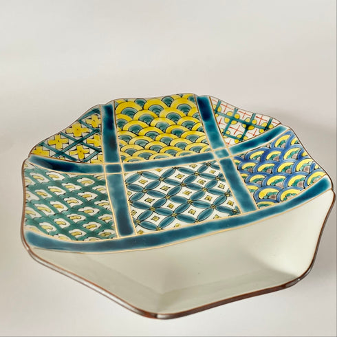 Blue&Green Pattern Plate with Gold Decoration